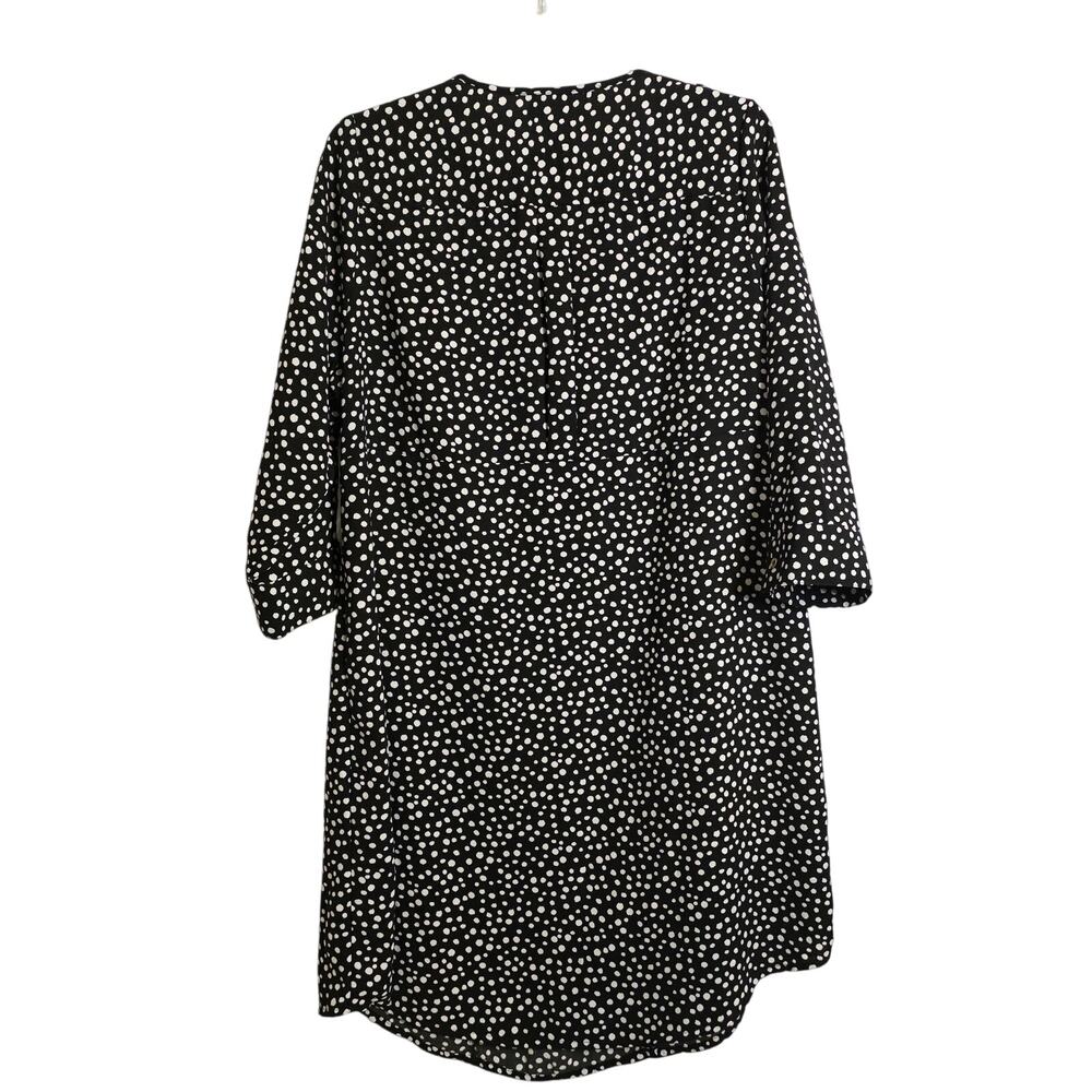 Lane Bryant Dress Women Size 14 Black White Polka Dots Front 1/4 Zip 3/4 Sleeves - Picture 3 of 7